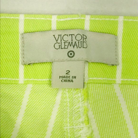 Victor Glemaud Women's Size 2 High Rise Straight Leg Jeans Green Pinstripe NWOT - Picture 3 of 9